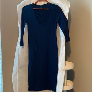Navy body con dress